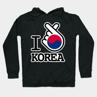south korea flag with finger heart, kpop love sign gift Hoodie
